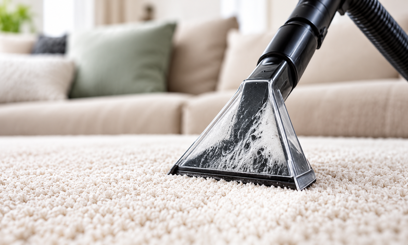 Professional carpet extraction cleaner on a cream carpet